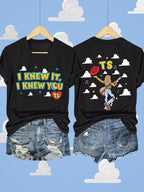 V-Neck Retro I Knew It Print T-Shirt