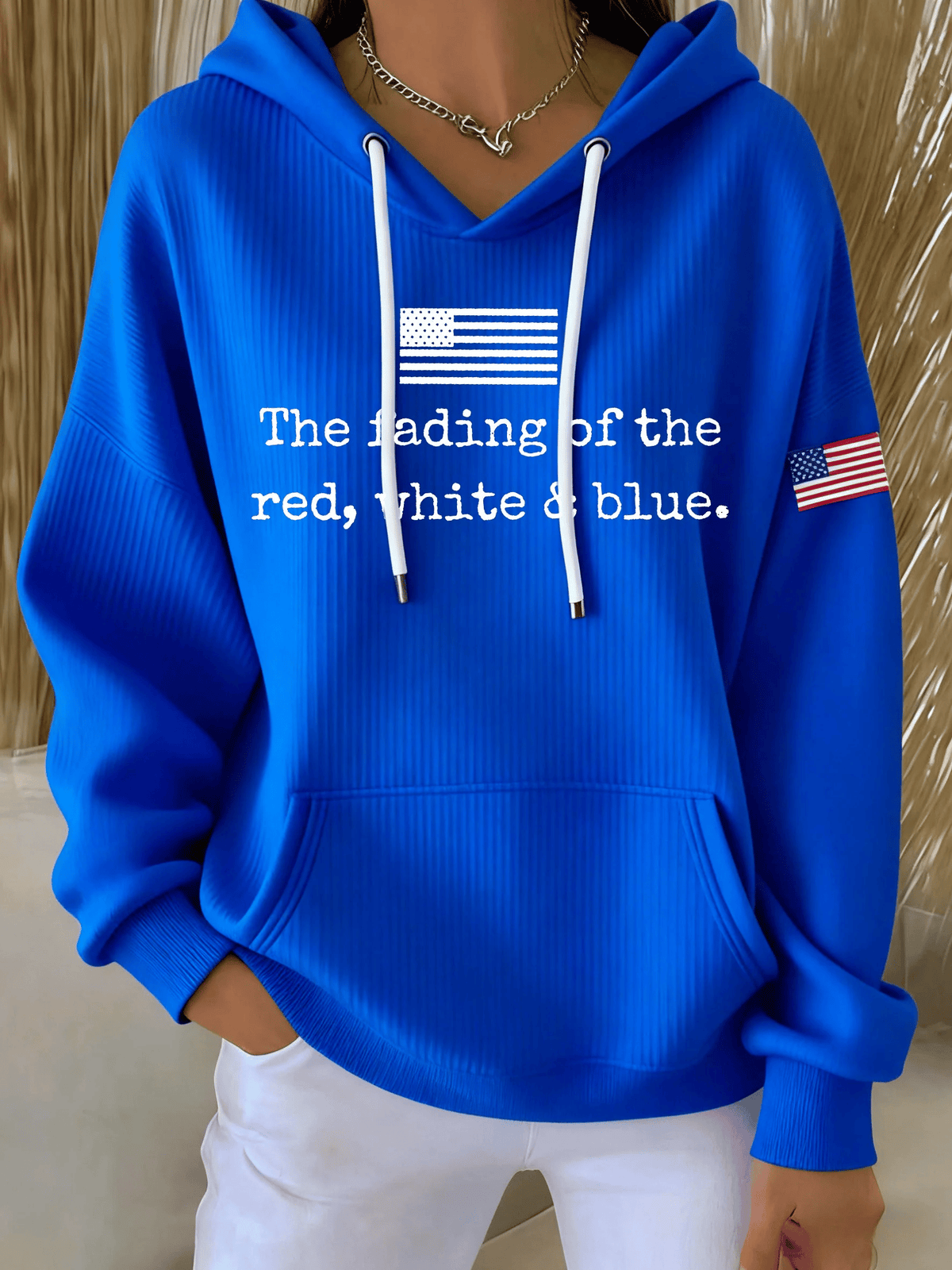 Women's The Fading Of The Red White And Blue Print Casual Sweatshirt