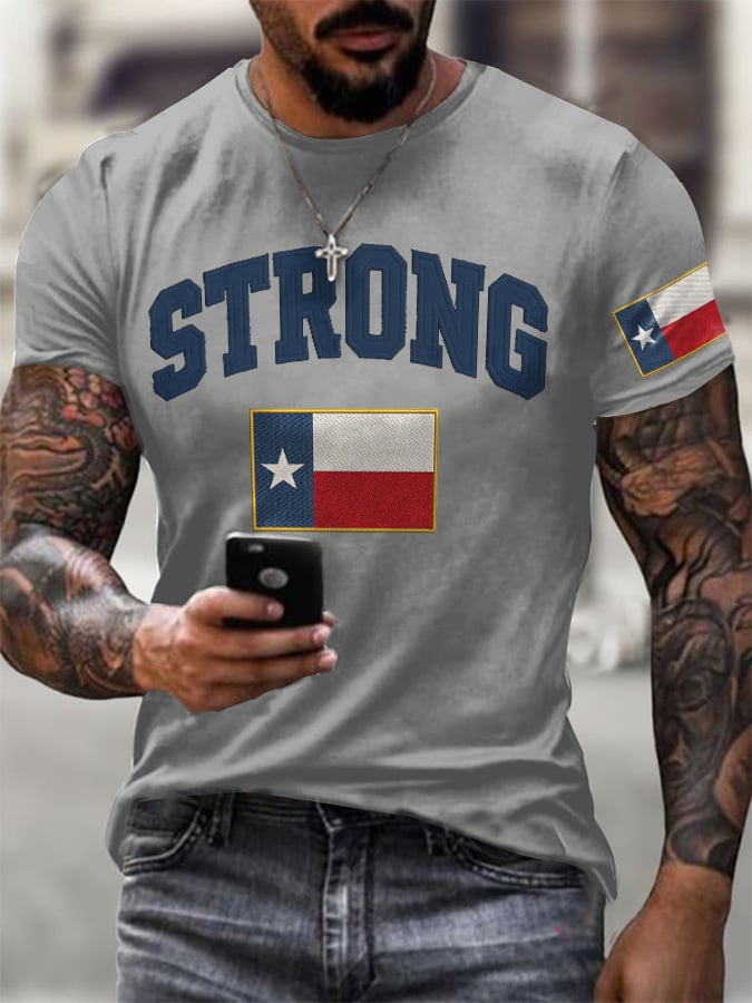 Men's Retro Pray For Texas Texas Strong Print T-Shirt