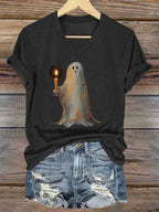 Women'S Halloween Ghost Print Casual T-Shirt