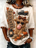 Women's Autumn Maple Pumpkin Dwarf Plaid Casual Top