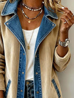 Women'S Casual Denim Contrast Color Stitching Jacket