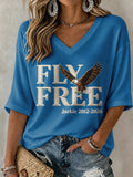 Women's Fly Free Jackie Print V Neck T-Shirt