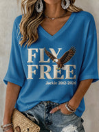 Women's Fly Free Jackie Print V Neck T-Shirt