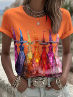 Women's Halloween Printed Round Neck T-Shirt