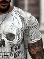Men's Halloween Skull Print Casual T-shirt