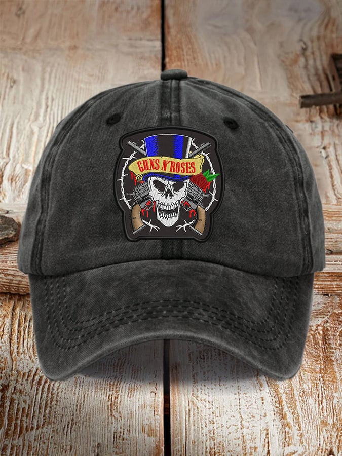 Retro Rock Roses Print Baseball Cap