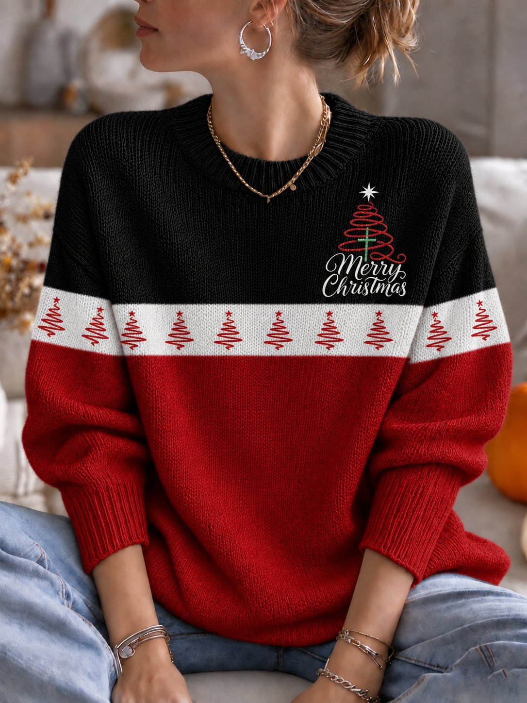 Women's Christmas-print top