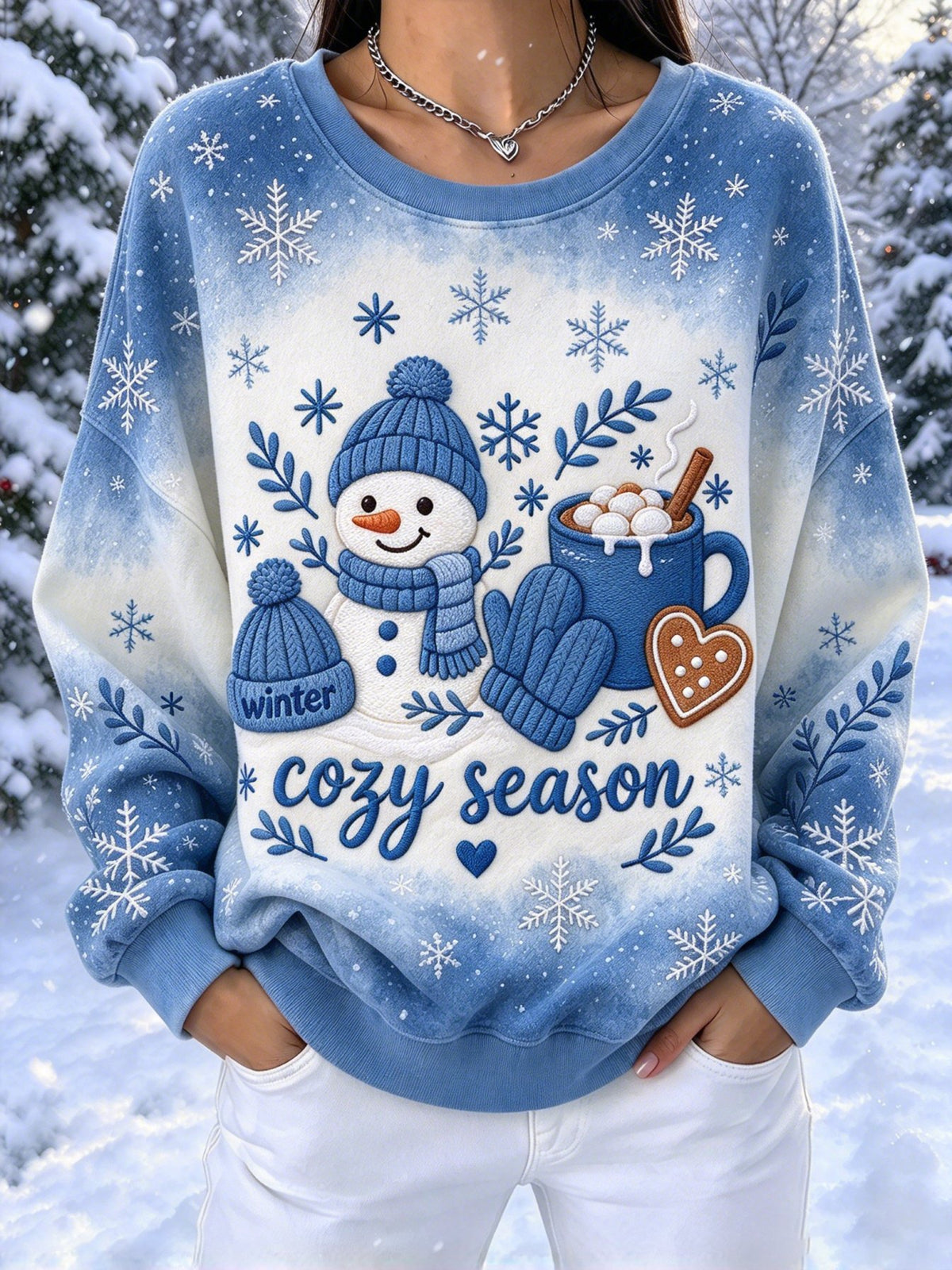 Women's Casual Christmas Print Long-Sleeved Sweatshirt