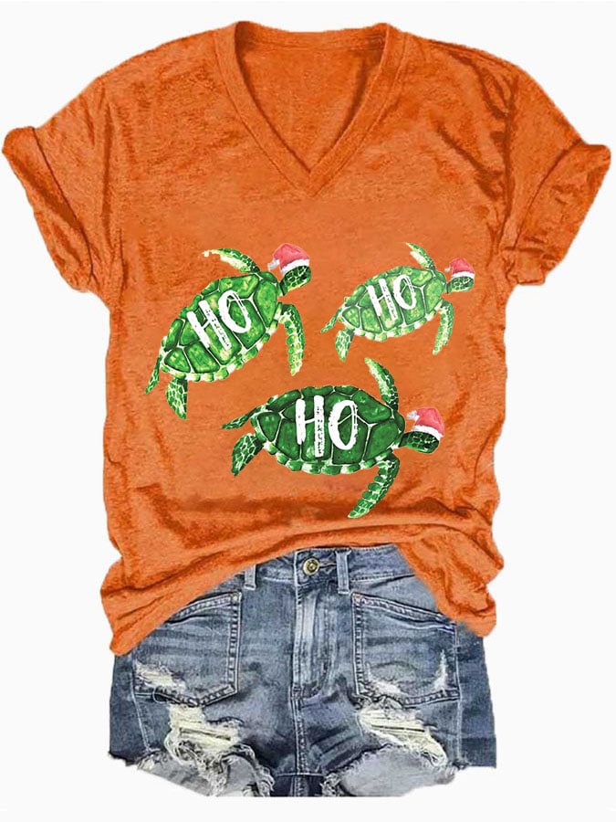 Women's Casual Hawaiian  Christmas Print Short Sleeve T-Shirt
