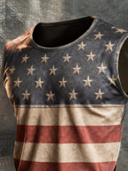 Men's Retro Independence Day Patriot Crew Neck Tank Top
