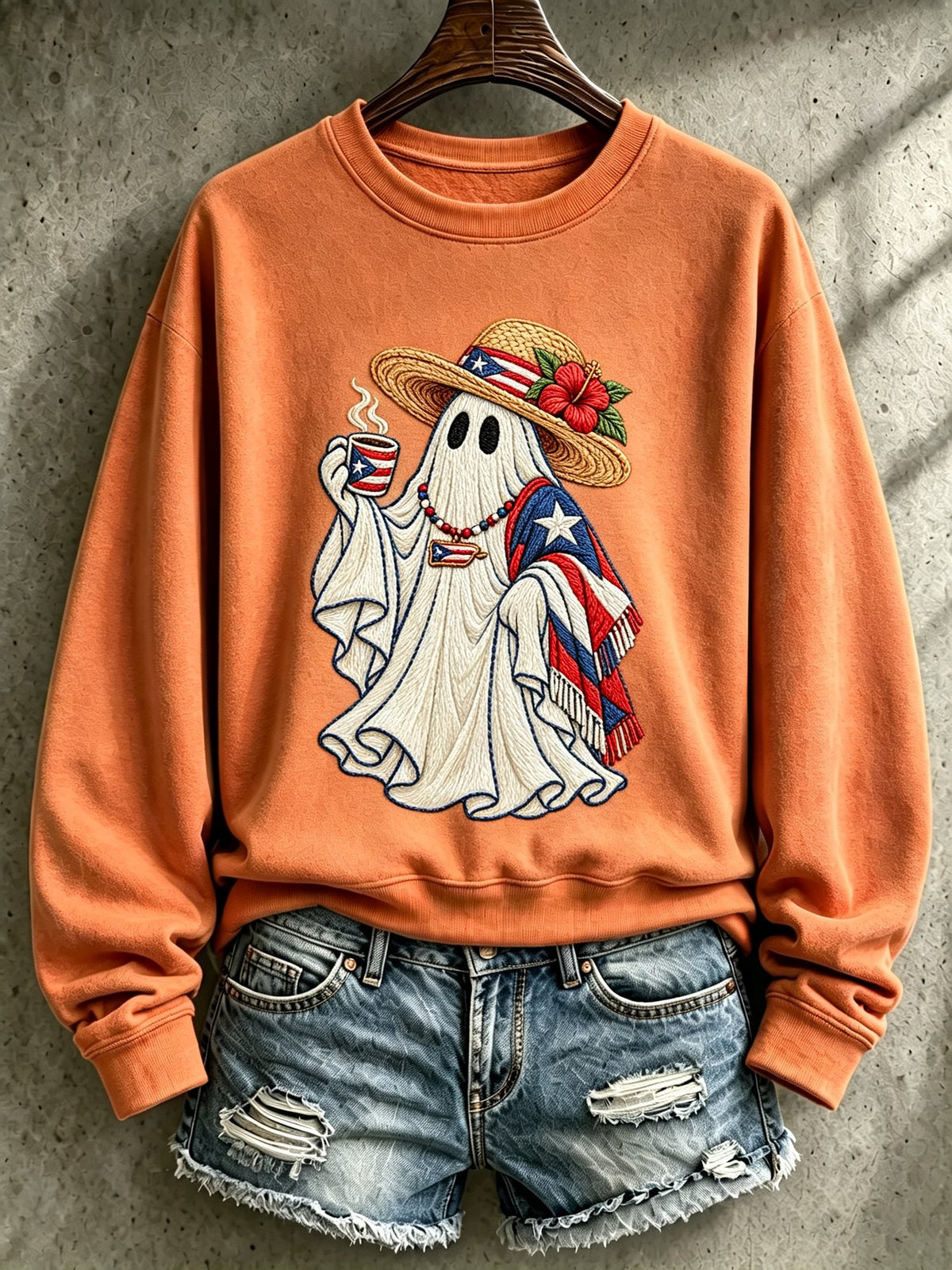 Women's Halloween In Puerto Rico Printed Long-Sleeve Sweatshirt