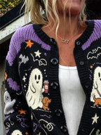 Women's Casual Halloween Print Cardigan