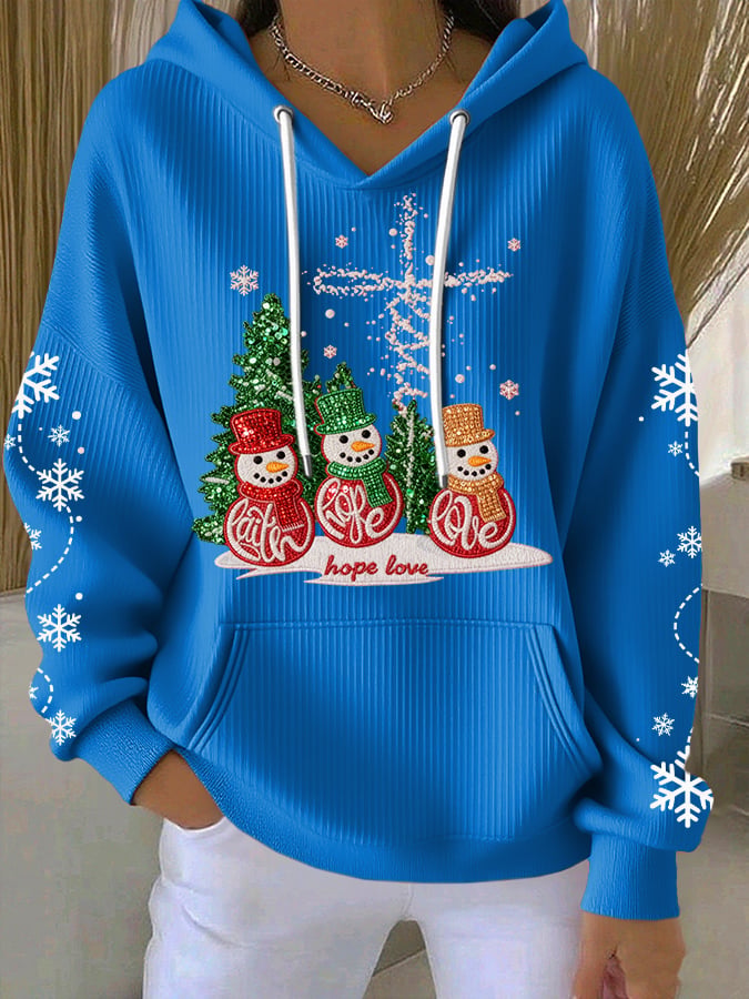 Women's Casual Faith Christmas Textured Hoodie
