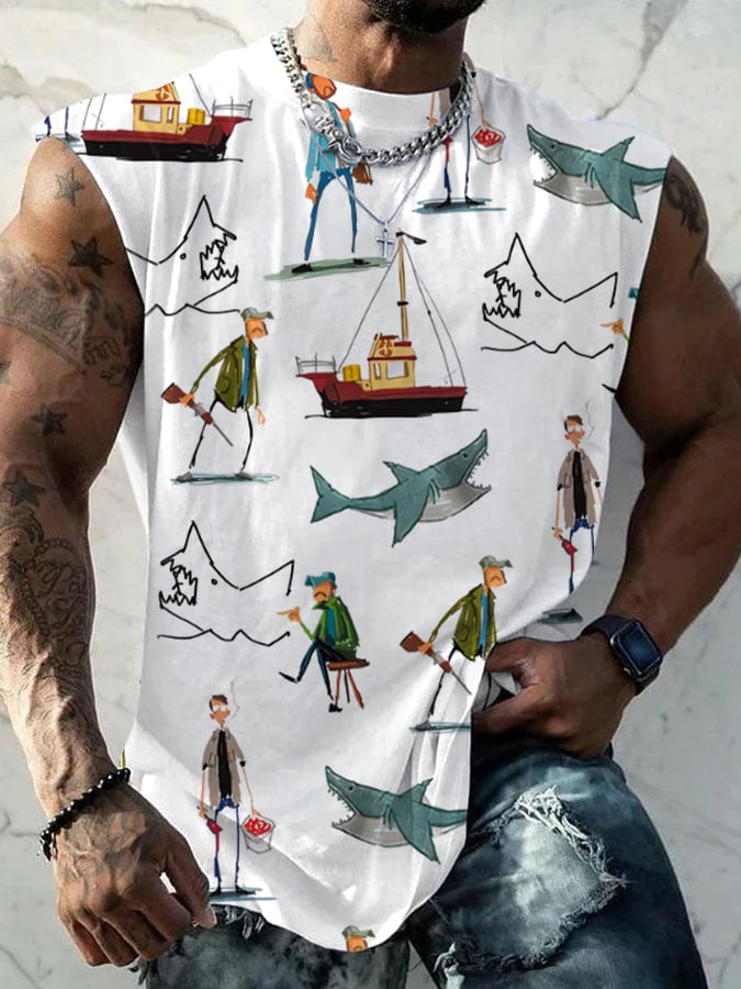 Men's Iron Sharpens Iron Print Round Neck Tank Top