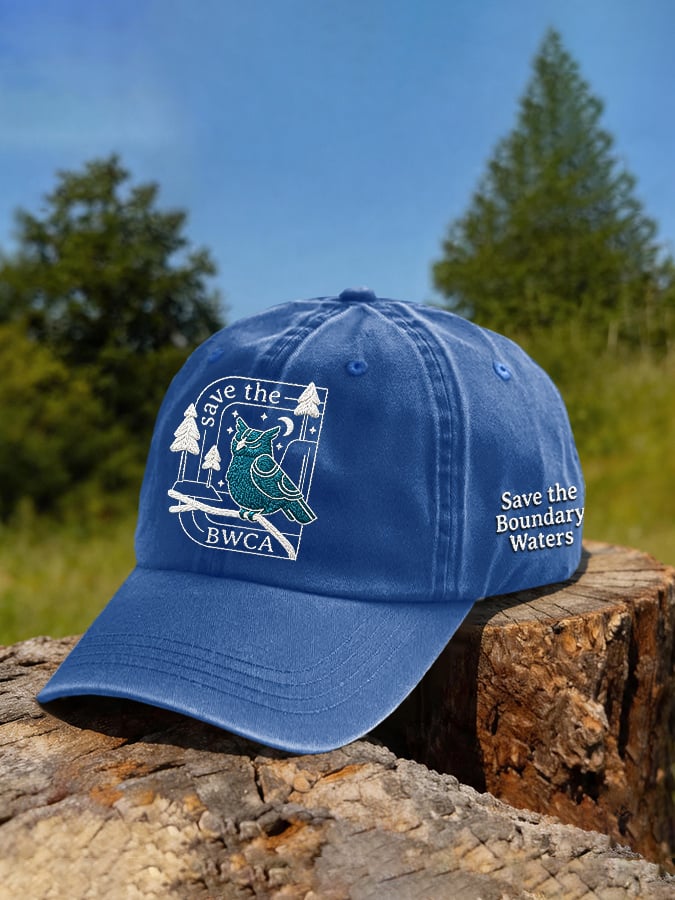 Retro Owls And The Wilderness Save The BWCA Save The Boundary Waters Print Baseball Cap