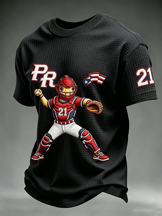 Men's Puerto Rico Baseball Print Short-Sleeve T-Shirt