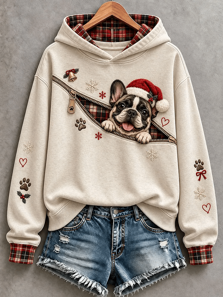 Women's Christmas Dog Print Casual Sweatshirt