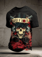 Men's American Hard Rock Band Tour Crew-Neck Short-Sleeve Printed T-Shirt