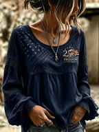 Women'S Casual Independence Day Print Top