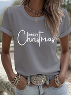 Women's Merry Christmas Printed Short-Sleeved T-Shirt