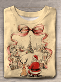 Merry Christmas Printed Round Neck T-Shirt