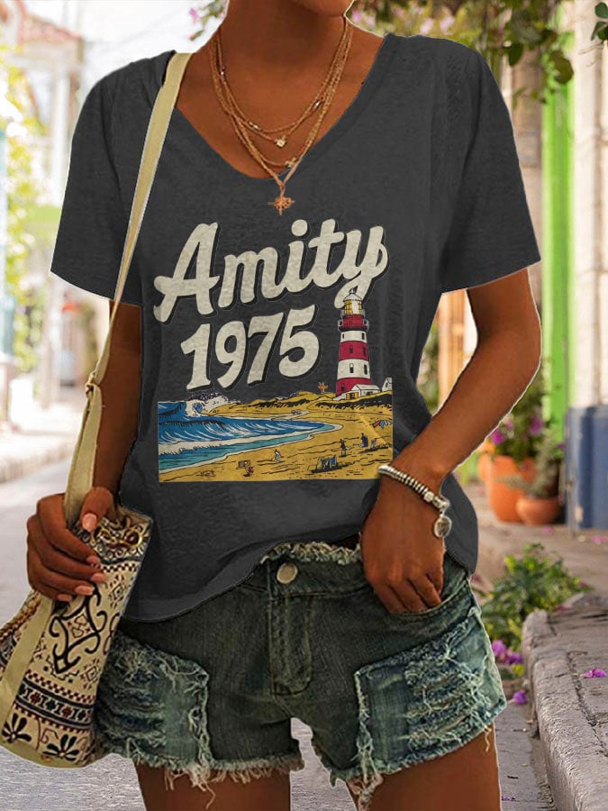 Women's Amity Island 1975 Print T-Shirt