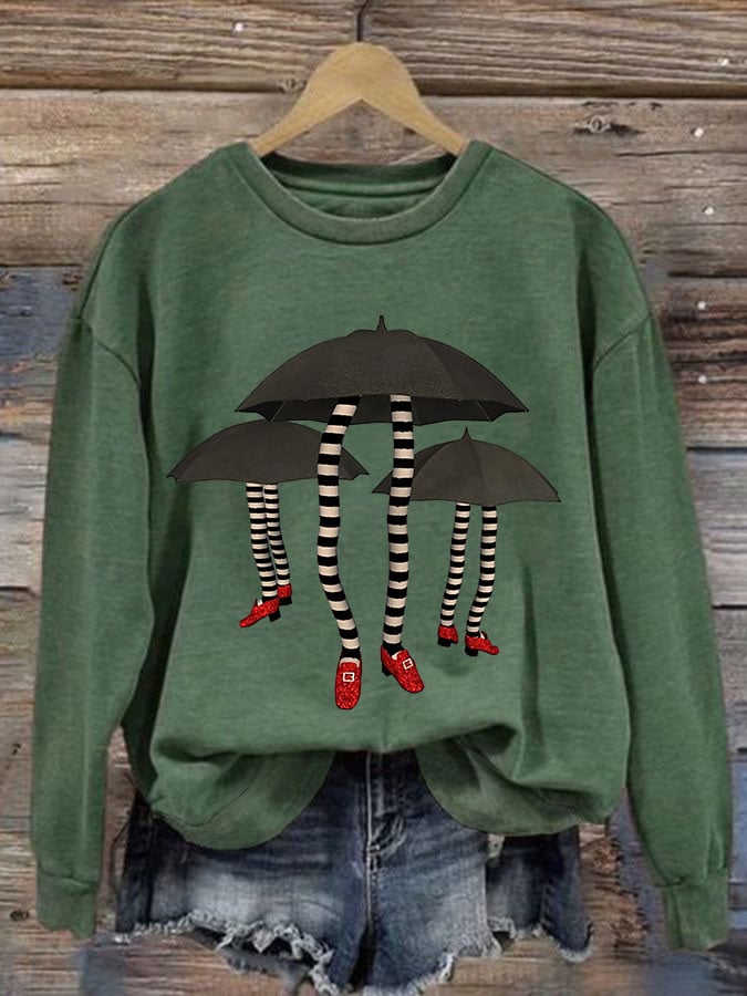 Women's Halloween Witch Print Casual Sweatshirt
