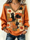 Women'S Casual Pumpkin Print Autumn Top