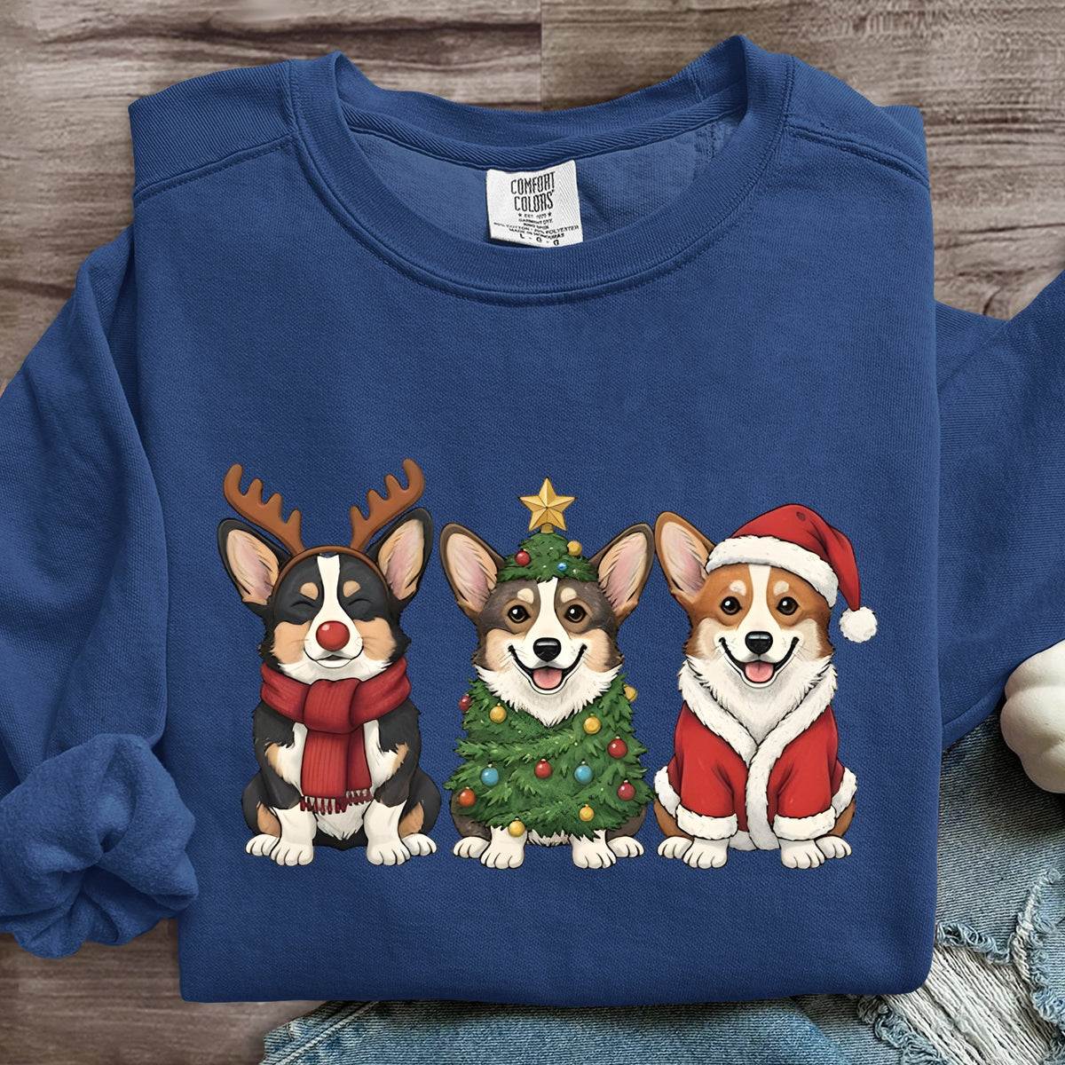 Funny Christmas Dog Art Print Sweatshirt