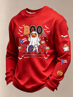 Men's Boricua Halloween Waffle-Knit Long-Sleeve Top