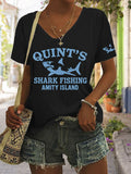 Women's Great White Shark Print Comfort Short Sleeve T-Shirt