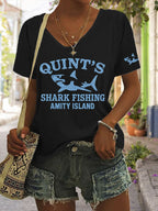 Women's Great White Shark Print Comfort Short Sleeve T-Shirt