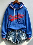 Women's Baseball-themed casual printed long-sleeve sweatshirt, No. 21