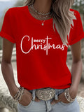Women's Merry Christmas Printed Short-Sleeved T-Shirt