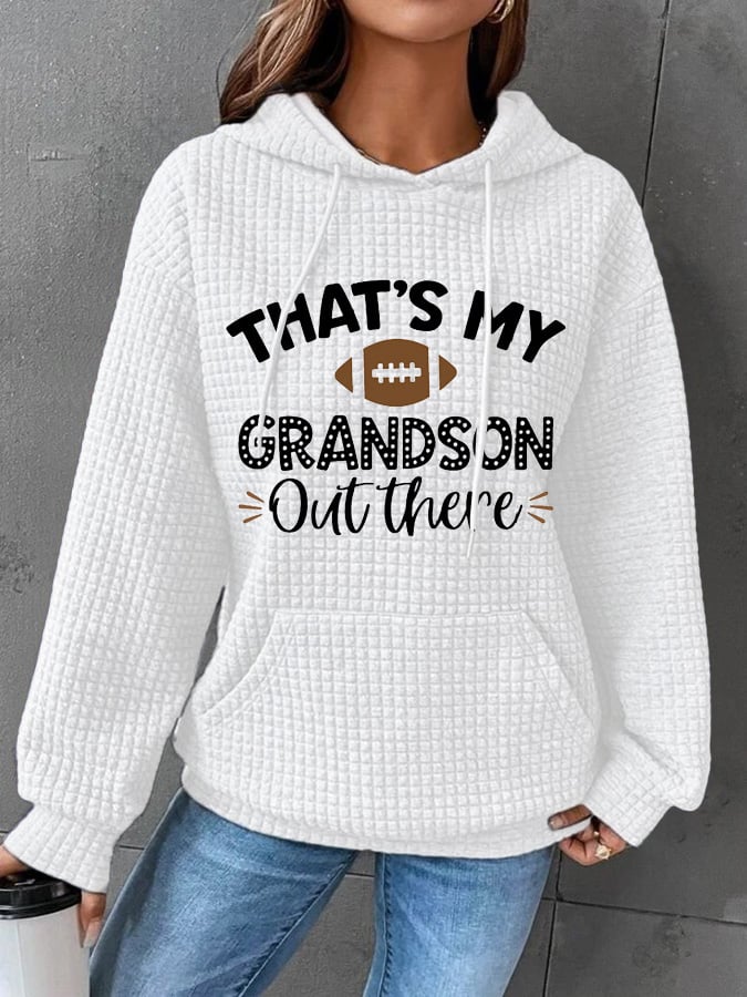 Women's That's My Grandson Out There Football Print Casual Hoodie