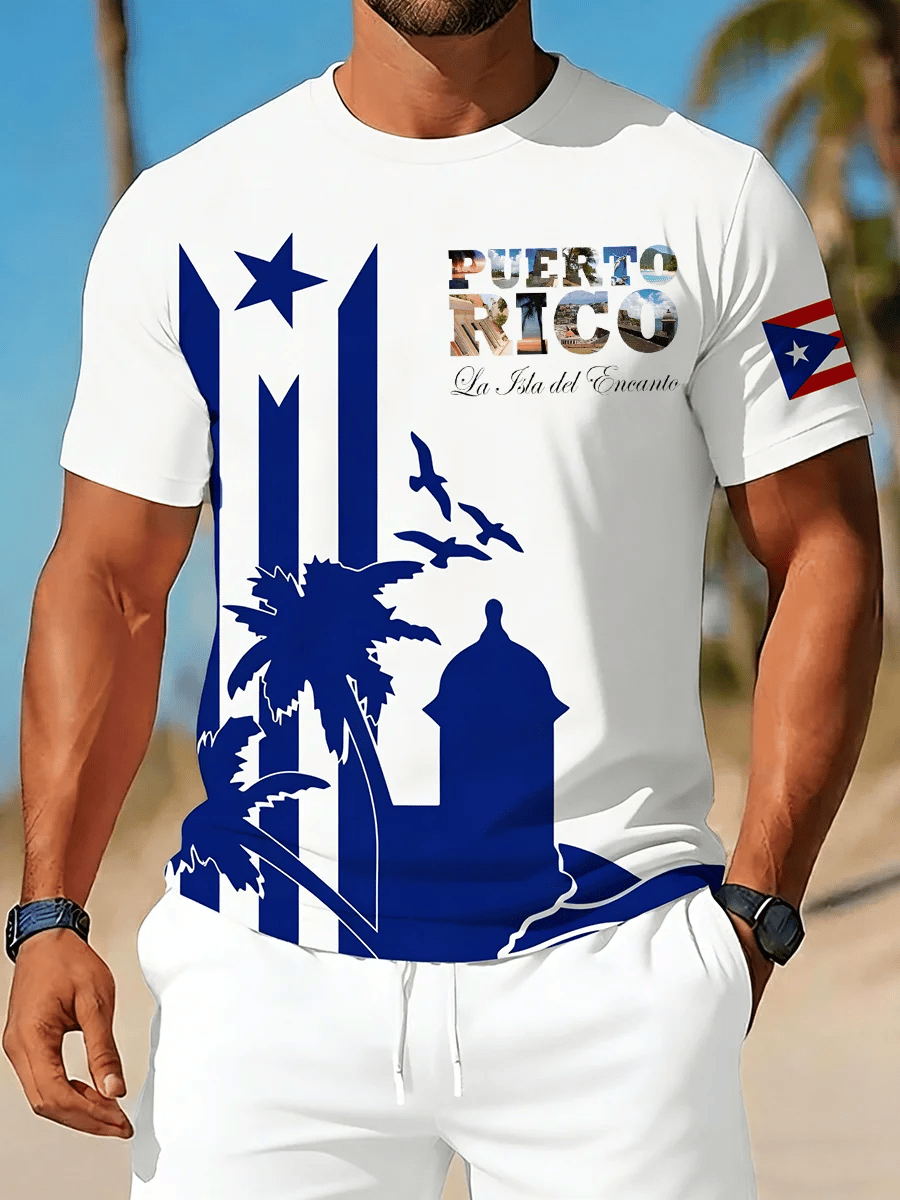 Men's Puerto Rico Printed Casual T-shirt