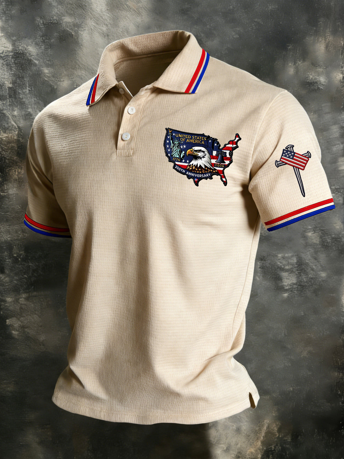 Men's Patriotic Print Polo Shirt