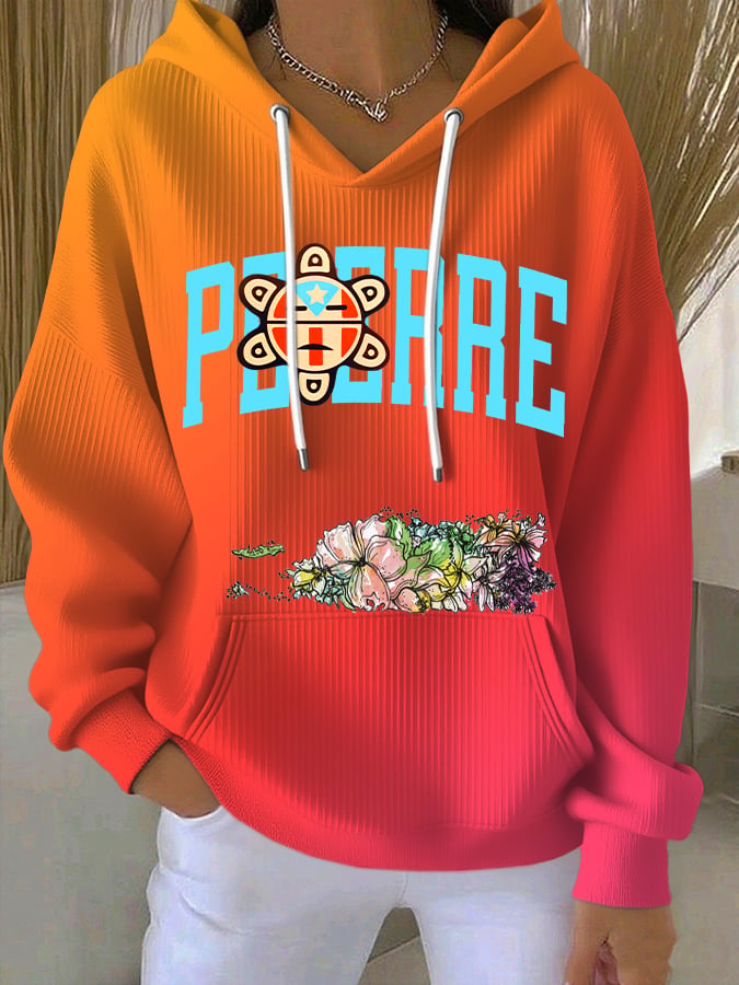 Puerto Rico Color Leisure Women's Print Casual Hoodies