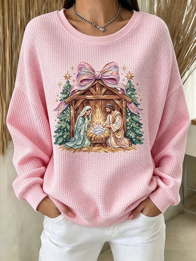 Women's Christmas Nativity Print Casual Sweatshirt