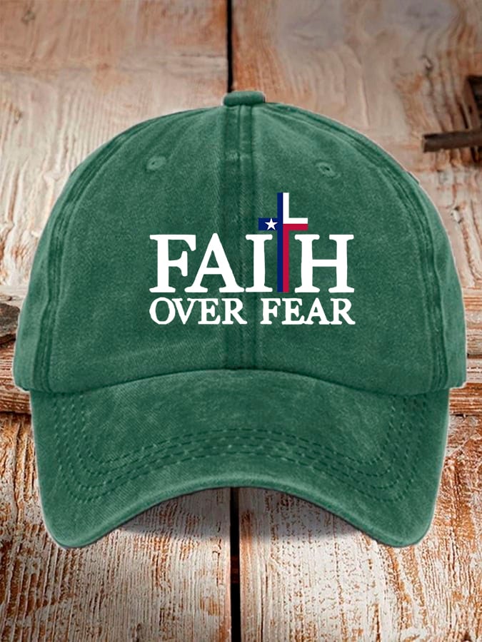 Texas Flood Faith Over Fear Cross Printed Hat for Men and Women