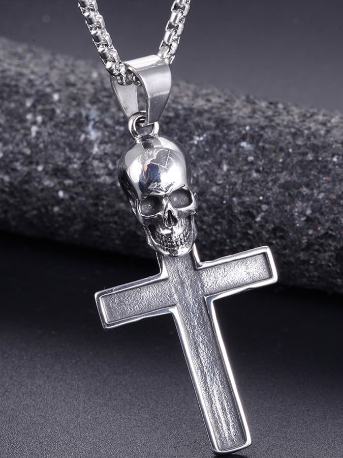 Rock Skull Cross Necklace