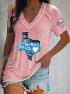 V-Neck Retro Texas Strong The Stars At Night Are Big And Bright Deep In The Heart Of Texas Print T-Shirt