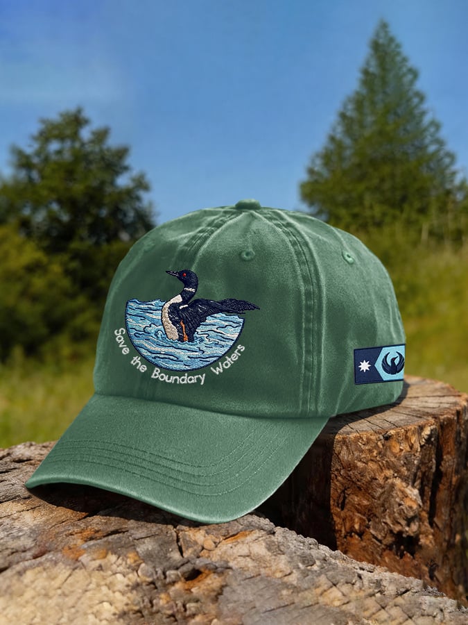 Retro Save The Boundary Waters Mn State Loon Print Baseball Cap