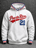Men's Baseball Print Hoodie with Number 21