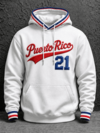 Men's Baseball Print Hoodie with Number 21