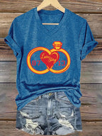 Women's Love Story print V-neck T-shirt