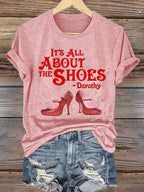 Women's Halloween Witch It's All About The Shoes Printed Crew Neck T-Shirt