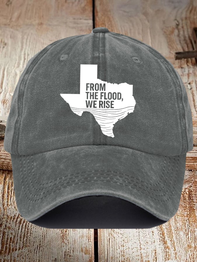 Retro Texas Strong From The Flood, We Rise Print Baseball Cap