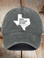 Retro Texas Strong From The Flood, We Rise Print Baseball Cap